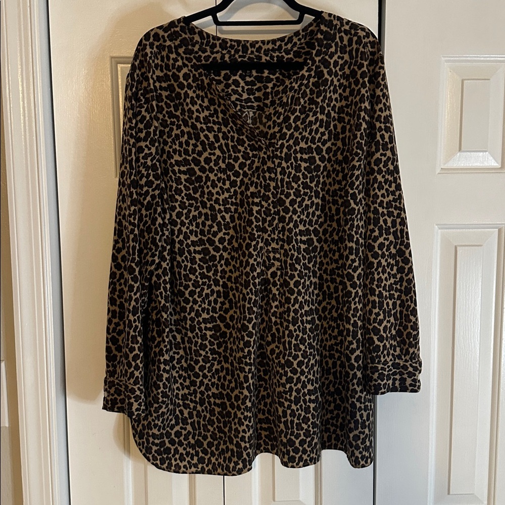 Talbots Brown and Black Animal Print Top